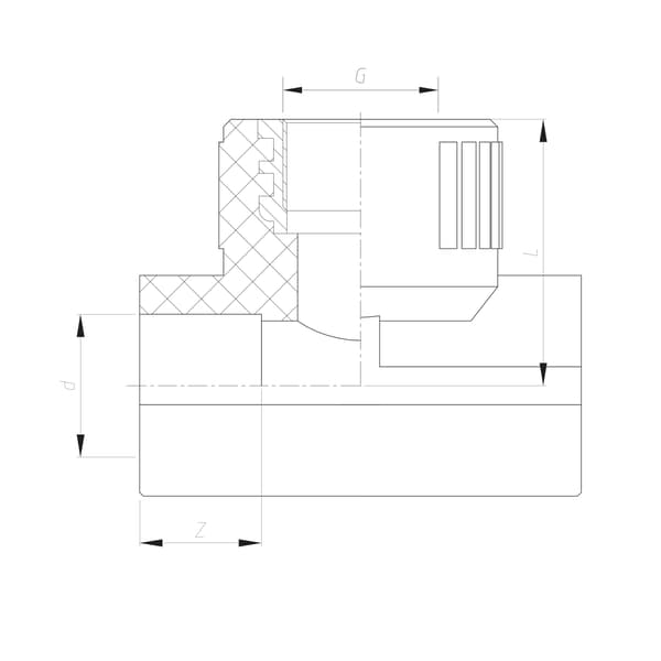 IDMAR PP-R T-stykke 32x1/2" indvendig gevind