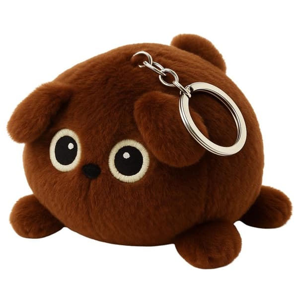 Brun bamse maskot nøglering 9 cm