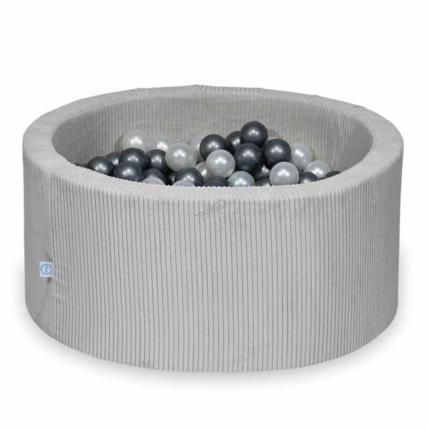 Dry pool 90x40 Corduroy Grå 300 bolde: perle, sølv