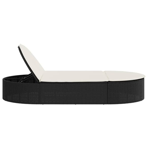 vidaXL dobbelt dagseng med hynder, sort, polyrattan