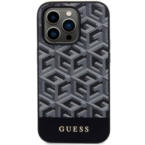 Guess GCube Stripes MagSafe-etui til iPhone 14 Pro, sort