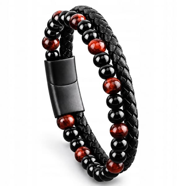Herrflätat armband elegant tigeröga pärlarmband
