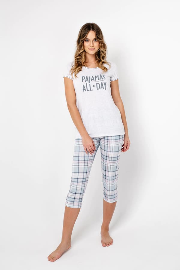 Glamour dampyjamas, korta ärmar, 3/4-byxor M