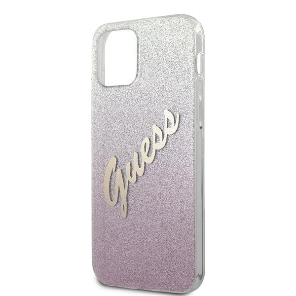 Guess Glitter Gradient Script -suojakuori iPhone 12/12 Prolle, pinkki