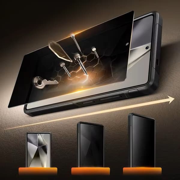 Etui til Samsung Galaxy S25 Ultra, Shell 2in1, sort + Privacy Glass