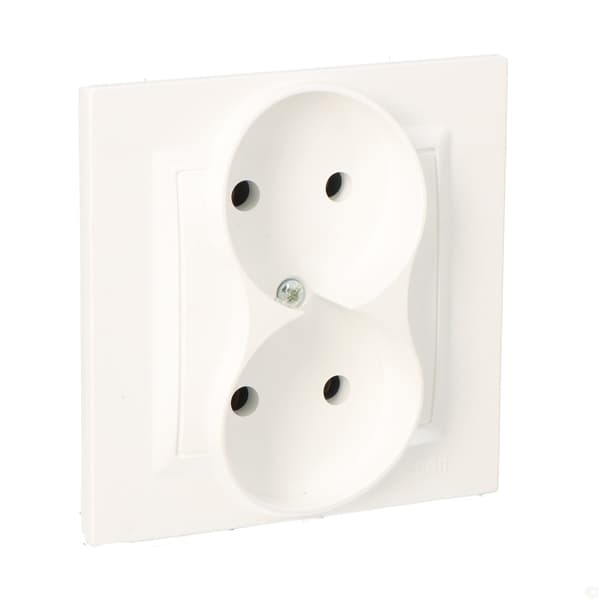 Ujordet dobbelt monoblokstikkontakt (modul) 16A, 250V~, terminal