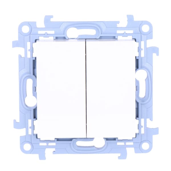 Dobbelt trykknap (modul) 10 AX, 250 V~, skrueterminaler, hvid Sim