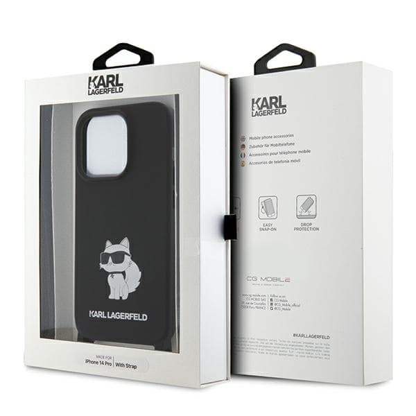 Karl Lagerfeld Crossbody Silikone-etui til iPhone 15 Pro Max, Sort