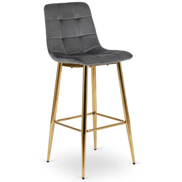 ARIEL Klädd Barstol Grå Sammet Modern Glamour