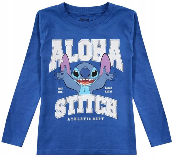Stitch langærmet bomuldsbluse til drenge blå 98
