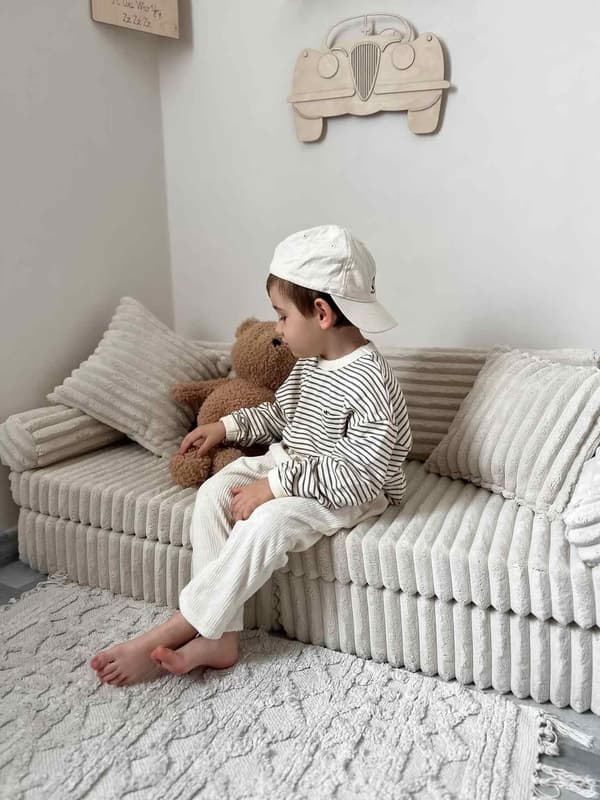 Montessori Comfort Waffle Beige Mini Leksoffa
