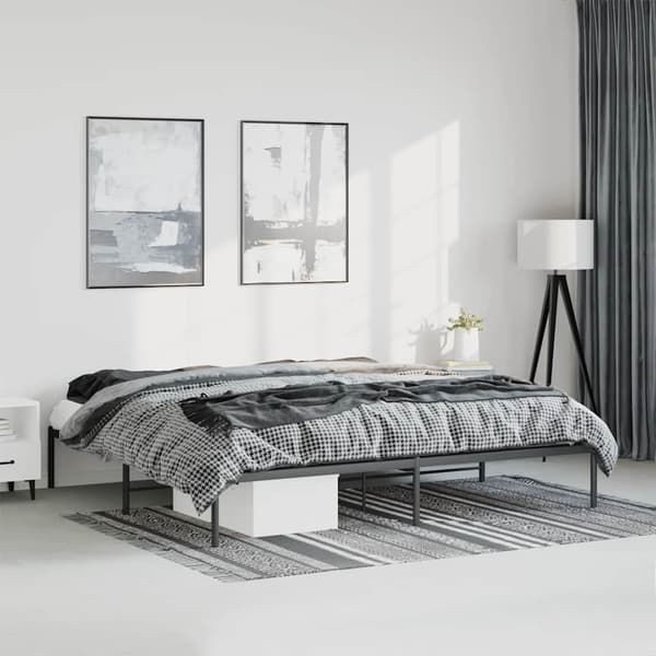 vidaXL metalsengestel sort 193x203 cm