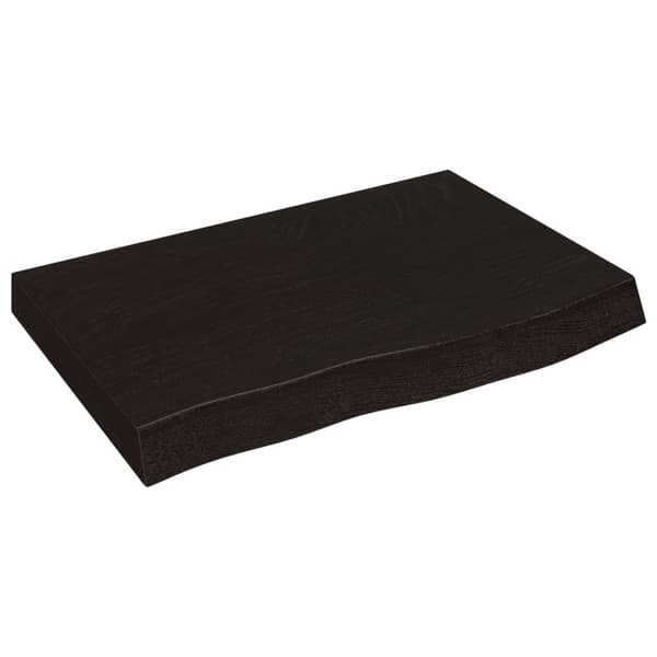 vidaXL bordplade mørkebrun 60x40x(2-6) cm massivt egetræ