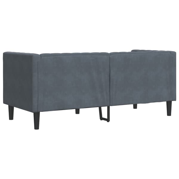 vidaXL Chesterfieldsoffa med bolster, 2-sits, mörkgrå, sammet