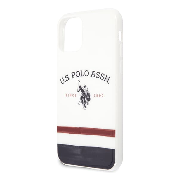 US Polo Tricolor Pattern Collection-cover til iPhone 11 Pro, hvidt