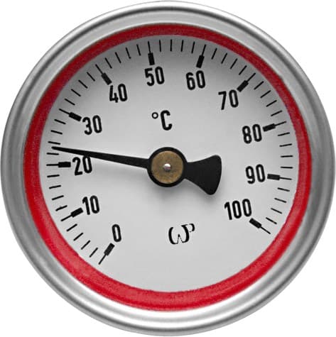 100 °C termometer med rødt urskive