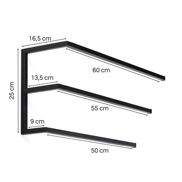 Seinäteline 3 pyyhkeelle 60 cm