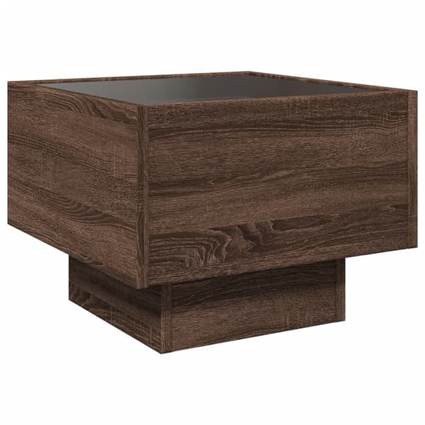vidaXL sidebord med LED-lys brunt egetræ 40x40x30 cm