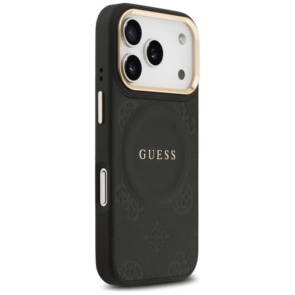 Guess Peony Hot Stamp MagSafe-etui til iPhone 17 Pro, sort