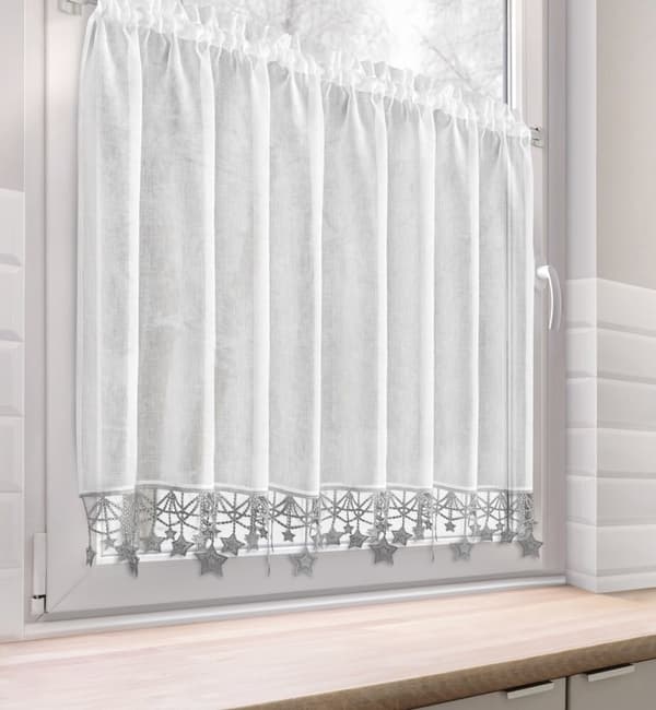 Julkrans 90x150 cm vit med silverstjärnor