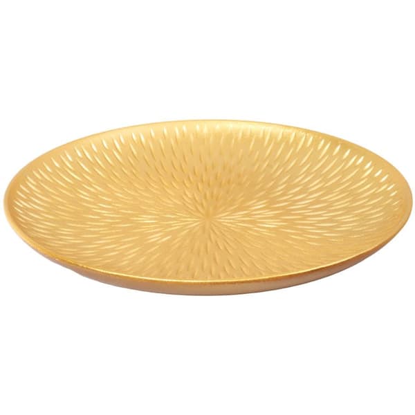 Sæt med 2 runde træbrikker i guld, diameter 40 cm og 30 cm