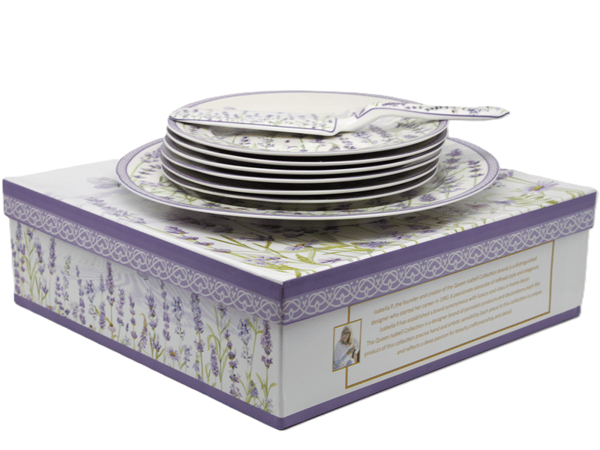 Porslinstallrikar med spatel i presentask, Lavender-kollektionen