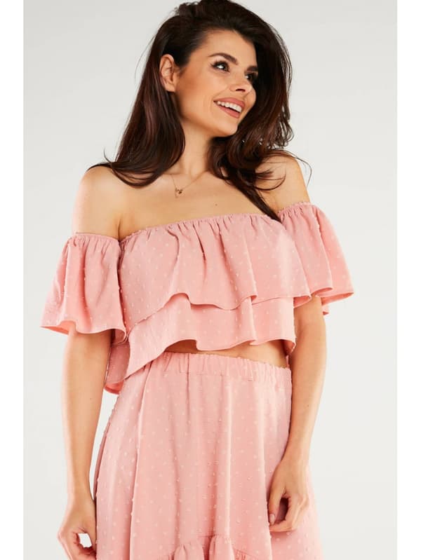 Sommar, luftig blus, puderrosa L/XL