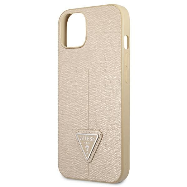 Guess Saffiano Triangle Logo-etui til iPhone 13 mini, Beige