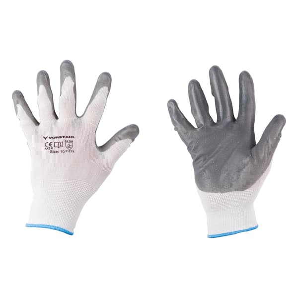 Skyddshandskar av polyester med nitril, 12-pack, storlek 7, Vorstahl-kvalitet