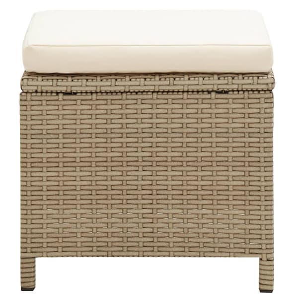 vidaXL Barstolar, set om 2, med kuddar, polyrotting, beige