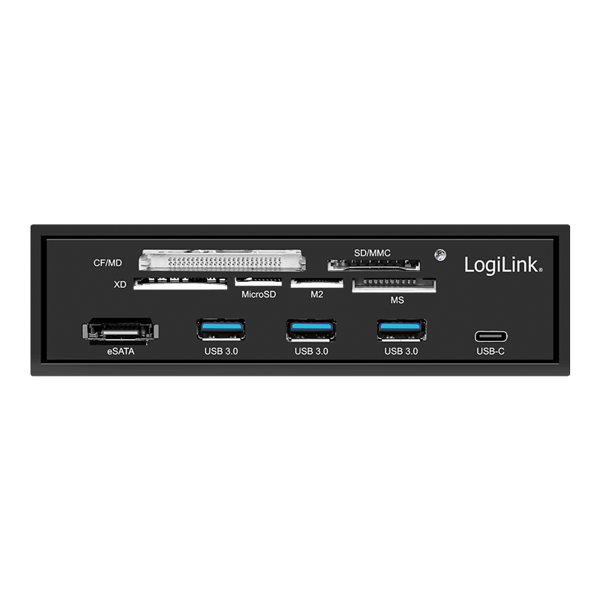 LogiLink 5,25” PC HUB multifunktionspanel 6-i-1 USB 3.0 eSATA-kortlæser