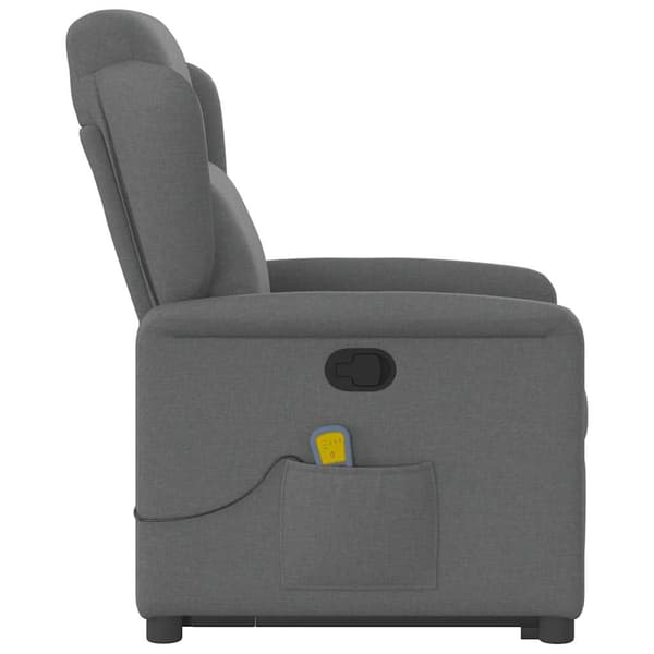 vidaXL Lyftbar massagefåtölj mörkgrå tyg