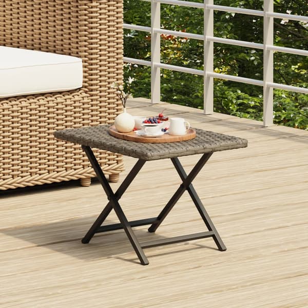 vidaXL klapbord, gråt, 45x35x32 cm, polyrattan