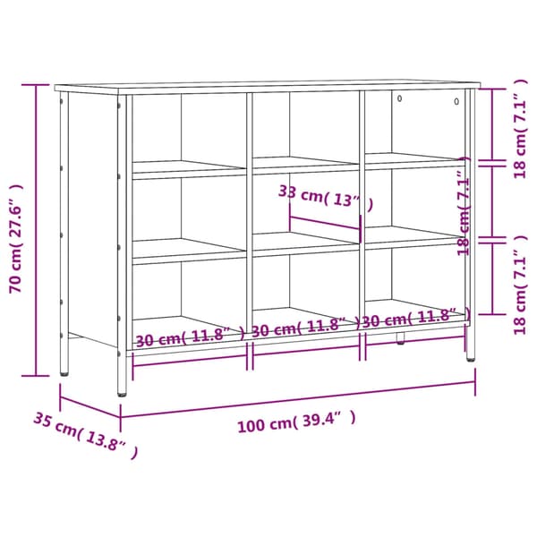 vidaXL skoskab brunt egetræ 100x35x70 cm