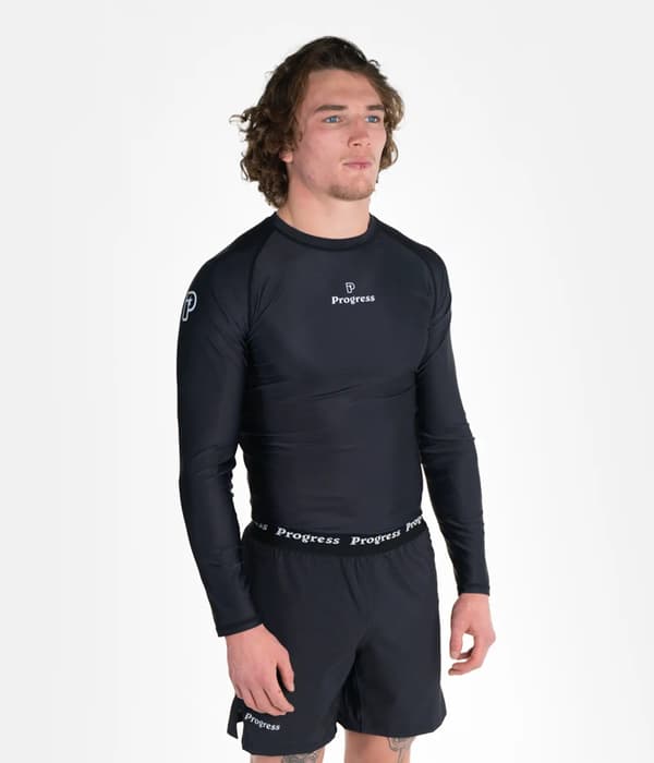 Progress miesten pitkähihainen rashguard-paita Academy musta M