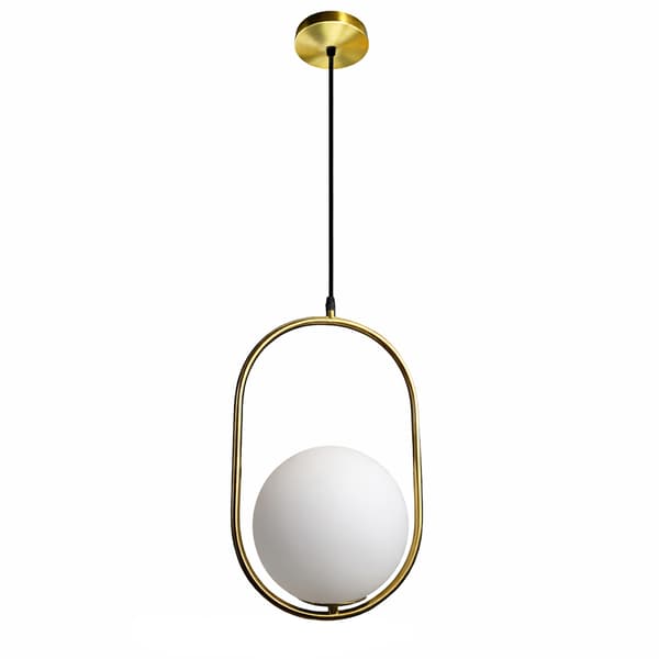 Ball oval hængelampe 25cm E27 mælkeguld kugle