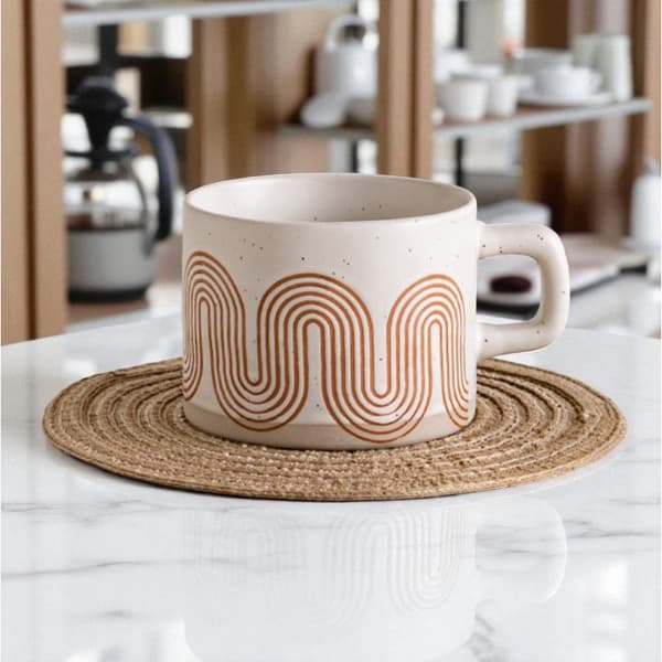 Keramisk mugg, geometriskt mönster, 250ml - KB29