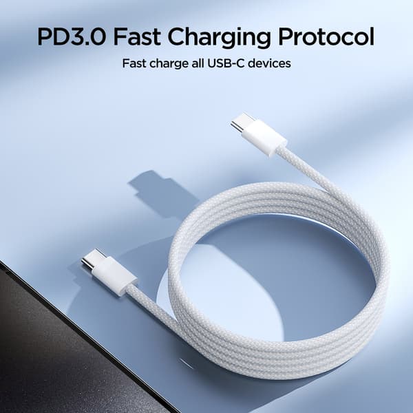 Ben-serien USB-C 60W 1m kabel - hvid