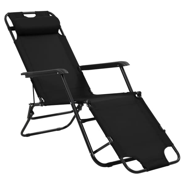 vidaXL foldbare liggestole med fodstøtte, 2 stk., stål, sort