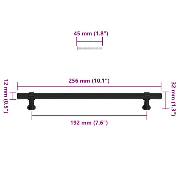 vidaXL skabsgreb 5 stk. sort 192 mm rustfrit stål