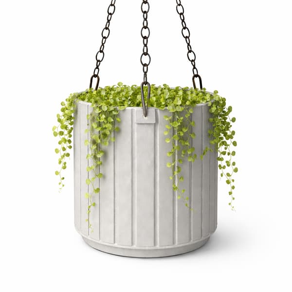 Grå hængende urtepotte med drypbakke til blomster
