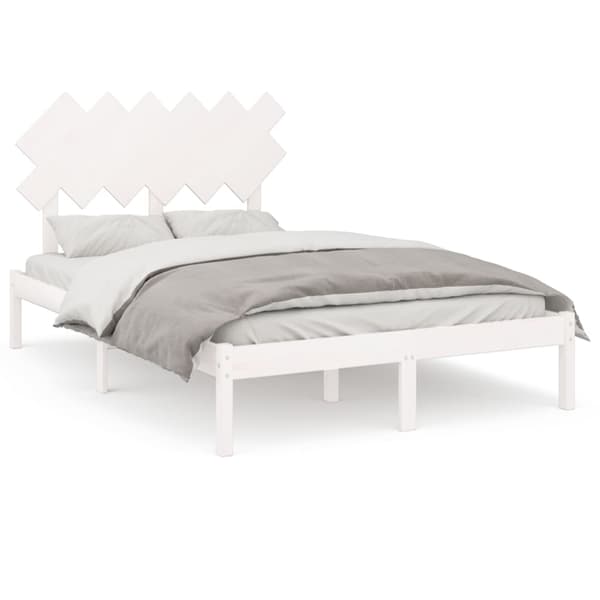 vidaXL Sängram vit 135x190 cm massivt trä