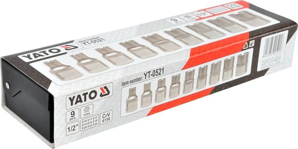 Torx topnøgler, store E10-E24, 9 stk. YT-0521 YATO