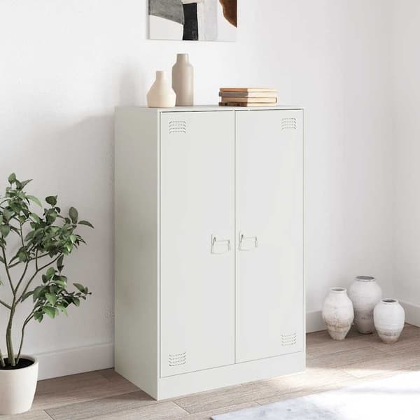 vidaXL Sidoskåp vit 67x39x107 cm stål