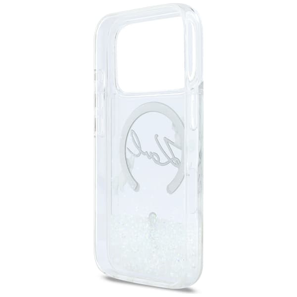 Karl Lagerfeld Liquid Glitter Karl Script Logo MagSafe-etui til iPhone 17 Pro – klart