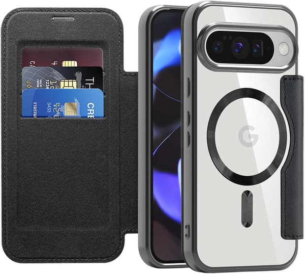 Google Pixel 10 / 10 Pro Flip-etui, RFID-pung MagSafe med kamerabeskyttelse, sort