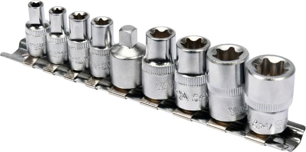 Pistorasiamutrit Torx E5 - E16, sarja 9 kpl / YT-0520 / YATO