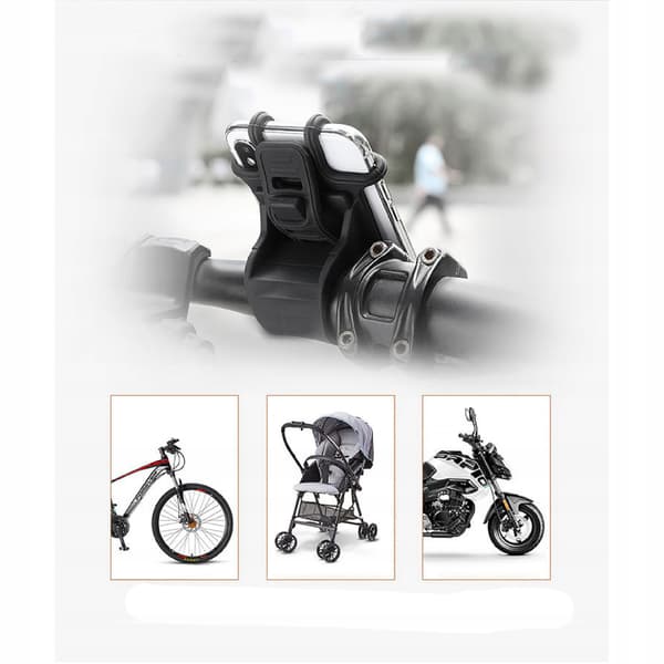 Telefonholder til cykel, roterende, silikone, sort, stabil