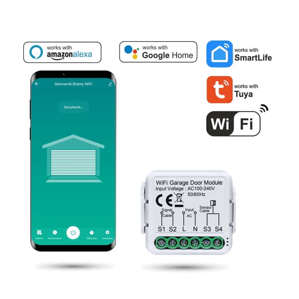 Tuya WiFi Garageportskontroll med Sensor
