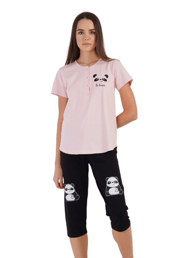 Dampyjamas i bomull, korta ärmar, L Vienetta